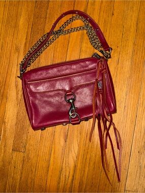 Gorgeous Rebecca Minkoff Burgundy Leather Shoulder Bag with Chain Strap